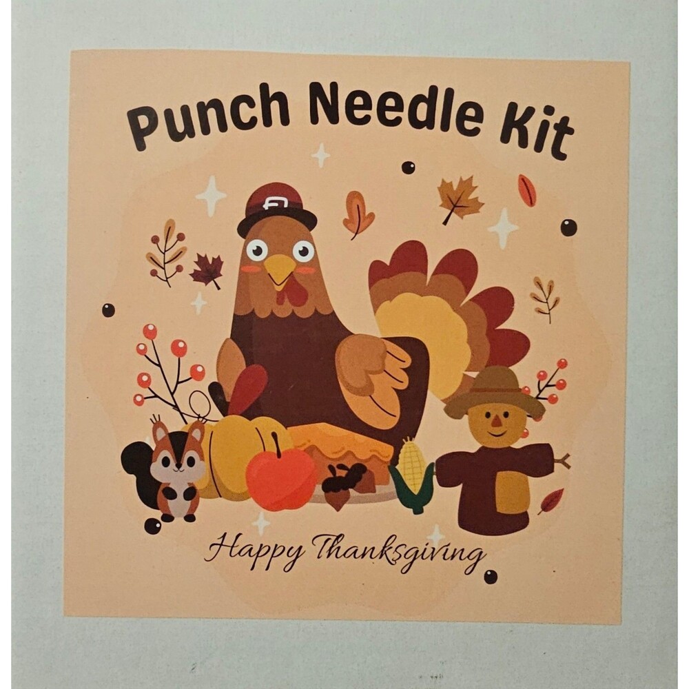 Punch Needle Kit for Beginners Make 6 Thanksgiving-Inspired Coasters W/Hoop NEW